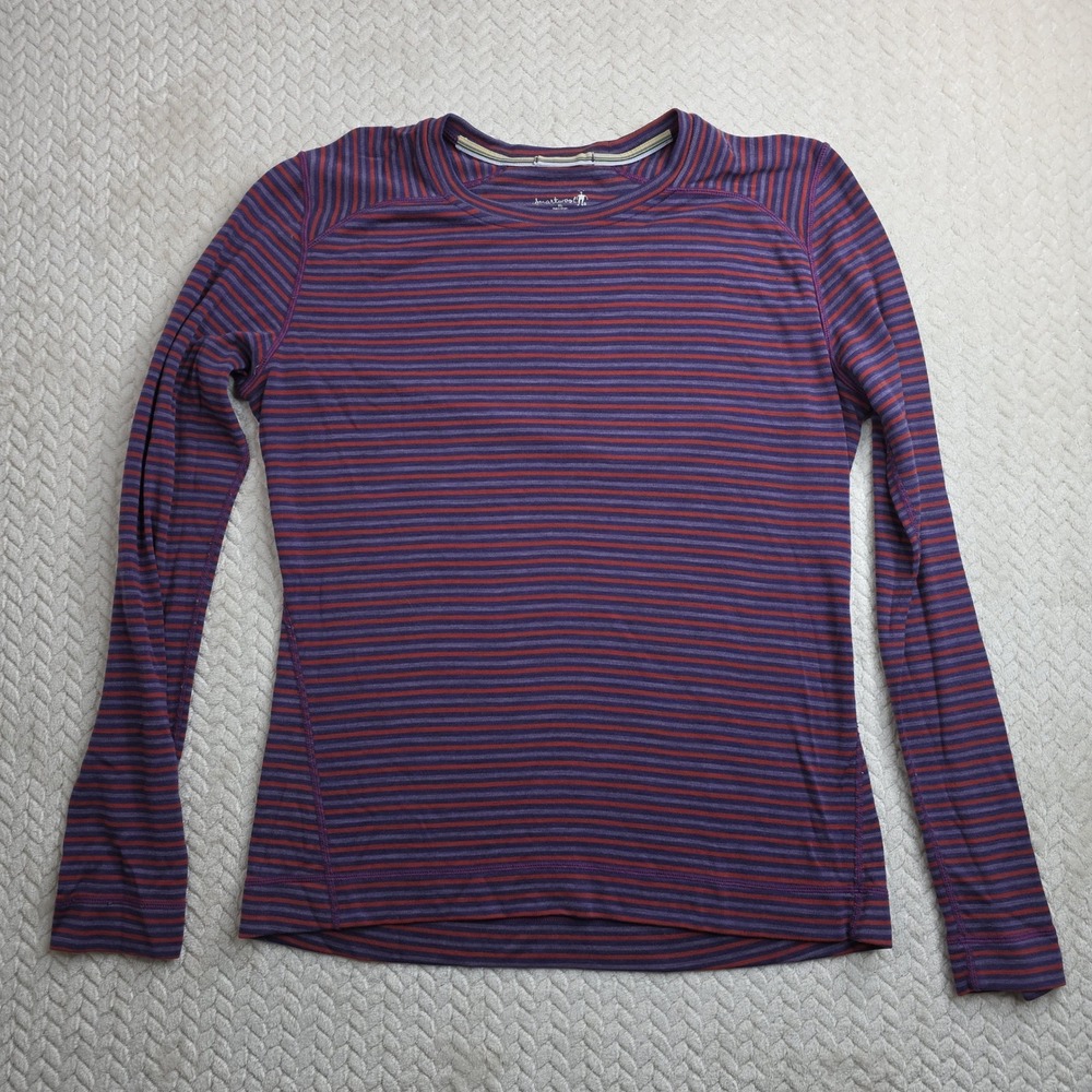 Smartwool Women's Long Sleeve Crew Neck Stripe Top - Purple & Red